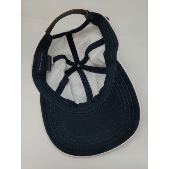 Tommy Hilfiger Slideback Hat White & Blue Embroidered Spell Out Logo One Size - Picture 7 of 10